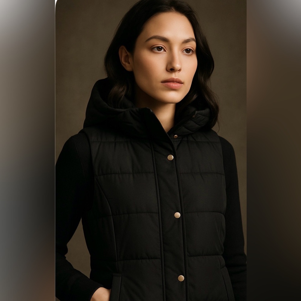 Ci Sono Black Hooded Puffer Vest
